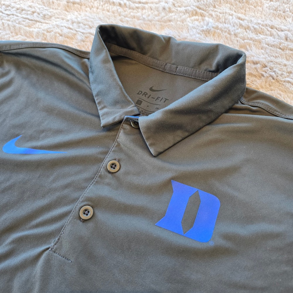 Nike Duke Blue Devils Dri-FIT Polo Shirt Mens Small Grey Blue 34901X-DK6